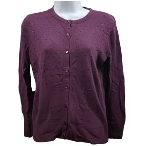 Merona Purple Button Up Sweater/Cardigan Bling M